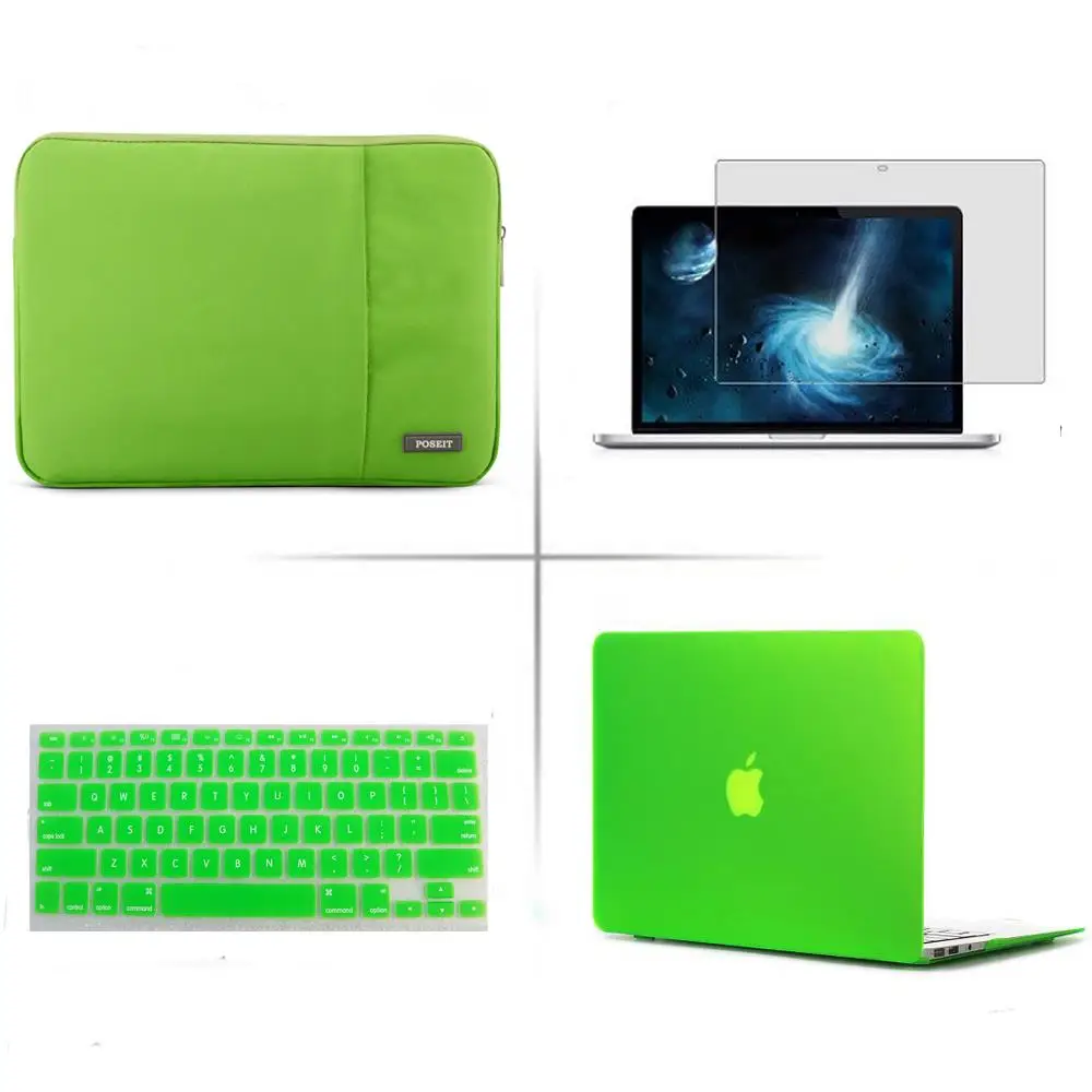 POSEIT 4in1 Матовая Жесткий laptop sleeve сумка крышка клавиатуры ЖК-дисплей для Apple Macbook Pro 13 дюймов CD Встроенная память Модель: A1278 - Цвет: dark green