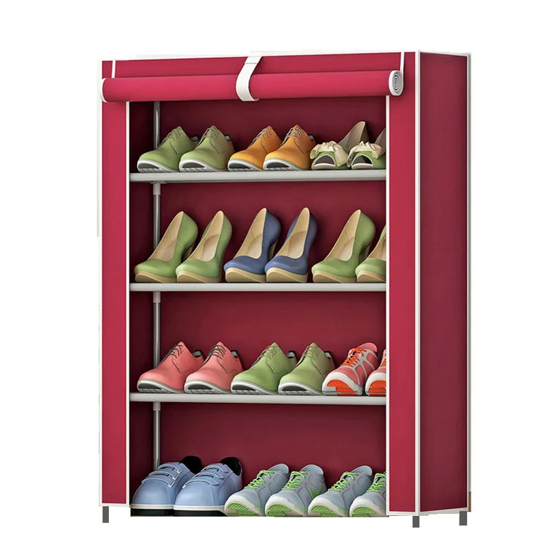 Modern Minimalist Storage Furniture Non-woven Stainless Steel Shoes Organizer Multifunctional Shoes Closet 4 Stores Shoe Cabinet