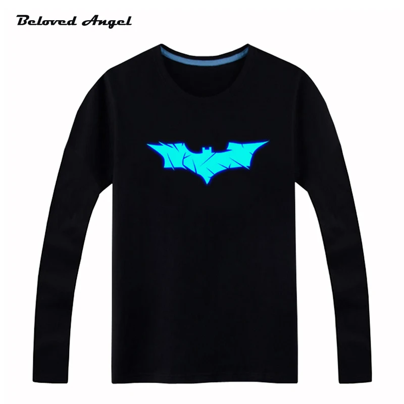 2019 Brand New Luminous Long Sleeve T-Shirt Boys T Shirt Batman Christmas Teen Girl Tops For 3-15 Yrs Teenage Toddler Boy Tshirt