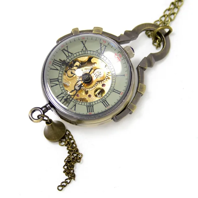 Vintage Roman Steampunk Necklace Mens Automatic Mechanical Round Ball Pocket Wat Vintage Roman Steampunk Necklace Mens Automatic Mechanical Round Ball Pocket Wat