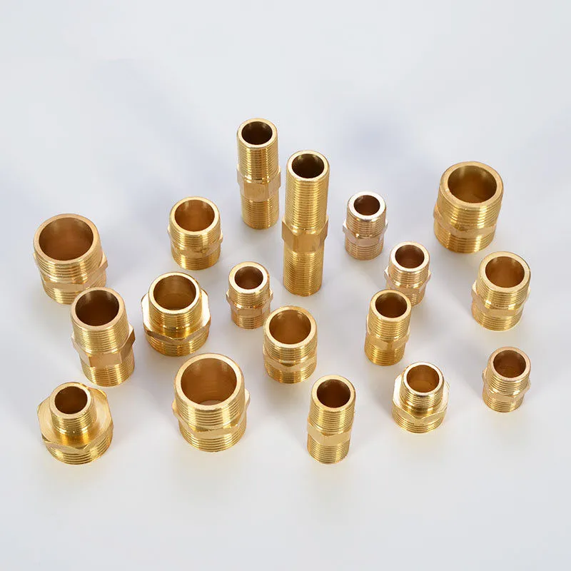 

1/8" 1/4'' 3/8'' 1/2'' BSP Brass Pipe Hex Nipple Fitting Quick Adapter Male Thread Hex Nipple Threaded Reducer Pipe fittings