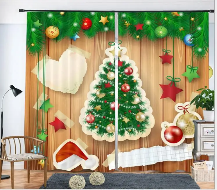 Us 11 2 44 Off Christmas Tree Decorate 3d Blackout Window Curtain Living Room Kids Bedroom Deal With Gifts Cortina Drapes Rideaux Pillowcase In