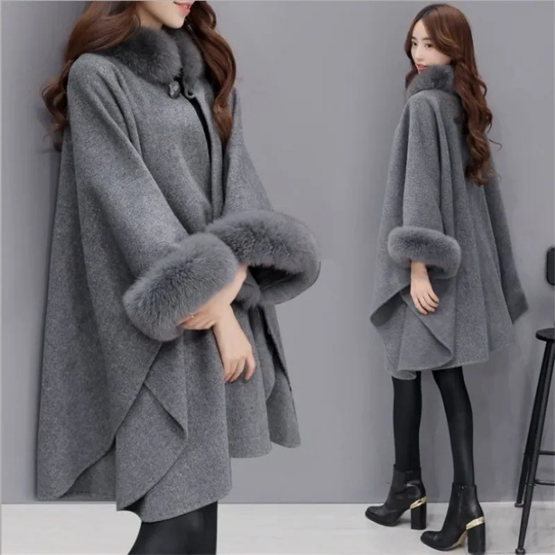 wool coat women coat Free shipping winter coat women fur collar Fox fur medium-long woolen coat plus size manteau femme S-3XL wool coat women coat Free shipping winter coat women fur collar Fox fur medium-long woolen coat plus size manteau femme S-3XL