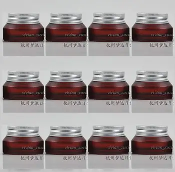 

15g rose red frosted glass cream jar with silver lid, 15 gram cosmetic jar,packing for sample/eye cream,15g mini glass bottle