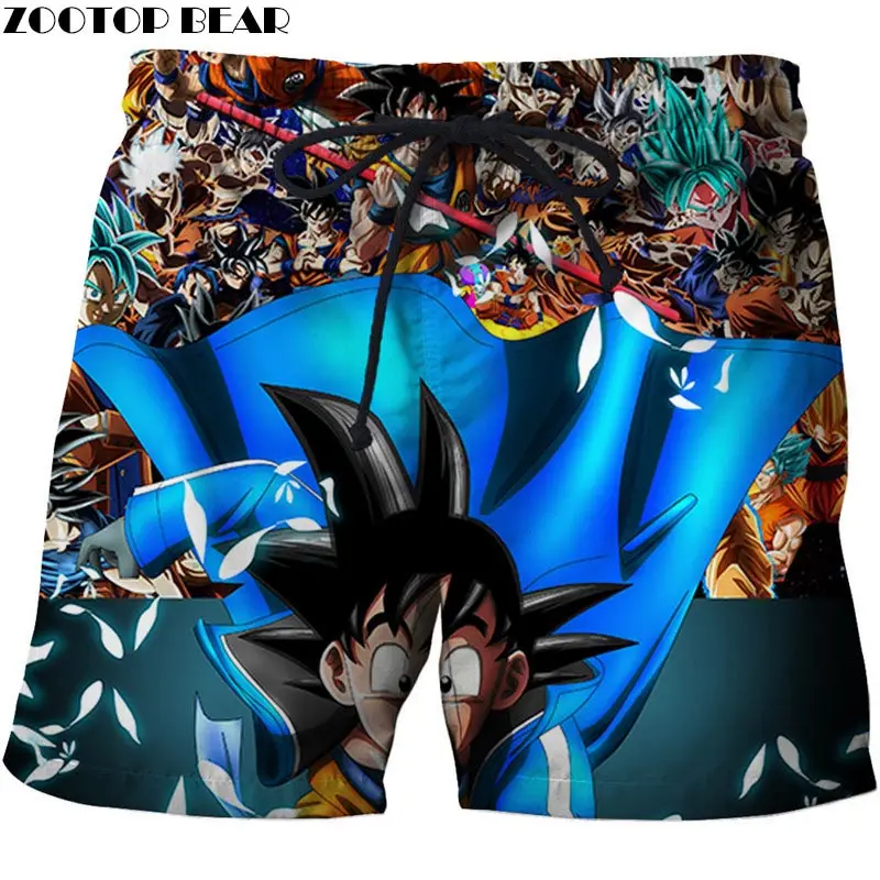 Модные Для мужчин короткие летние пляжные DragonBall Goku мужские повседневные пляжные шорты дышащая быстросохнущая 3D Принт купальник в стиле