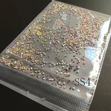 SS4 1440 шт./упак. с украшением в виде кристаллов AB дизайн ногтей Стразы с плоской задней частью не исправленный для УФ гель лак для ногтей стразами DIY 3D ногтя телефоны украшения свадебные принадлежности