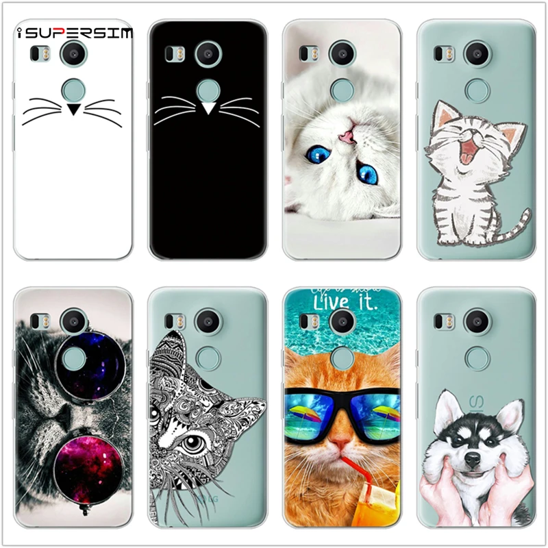 

Case for LG Nexus 5X Case Ultra Thin Soft TPU Rubber Transparent Clear Bags Back Print Cartoon Cat Dog Coque Silicone Cover