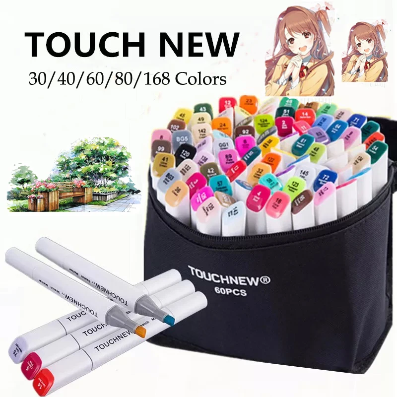 TOUCHNEW T7 30/40/60/80/168 Цвета художественный маркер с двумя головками анимация для