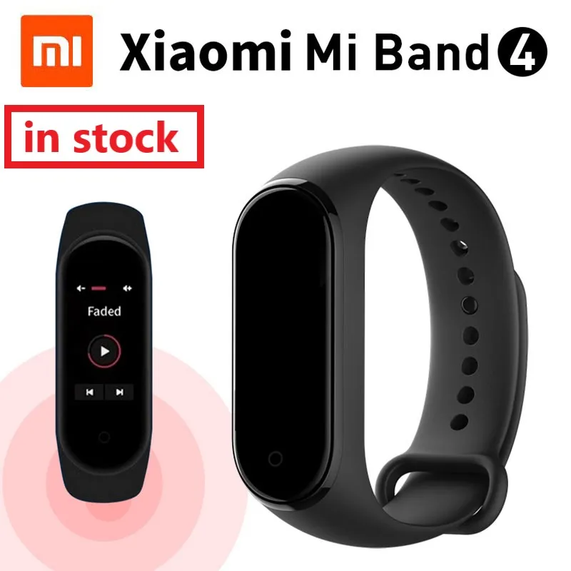 Xiaomi Mi Band 4 оригинал 2019 новейший музыкальный смарт браслет Miband фитнес с пульсом 135