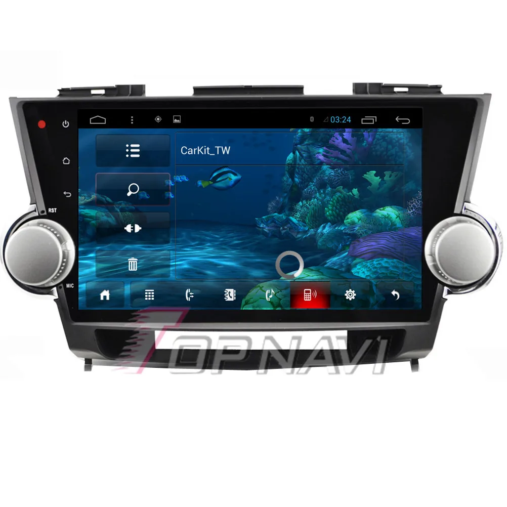 Topnavi 10," 4 ядра Android 6,0 Автомобильный мультимедийный для Highlander 2009 2010 2011 2012 2013 авто, без DVD