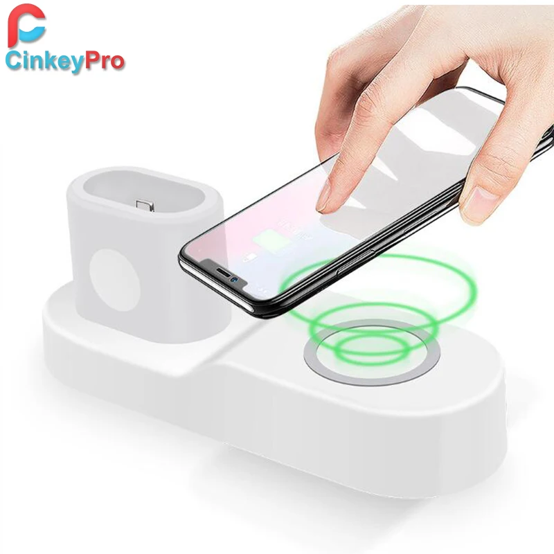 

CinkeyPro QI Wireless Charger Quick Charge 2.0 Fast Charging for Airpods Apple Watch iPhone Samsung Smart Mobile Phone