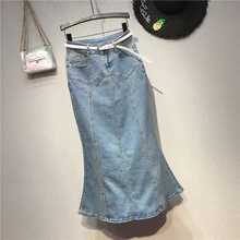 Новое поступление женское обтягивающее платье, расширяющееся книзу юбка-годе, женские джинсовые юбки, Женская юбка