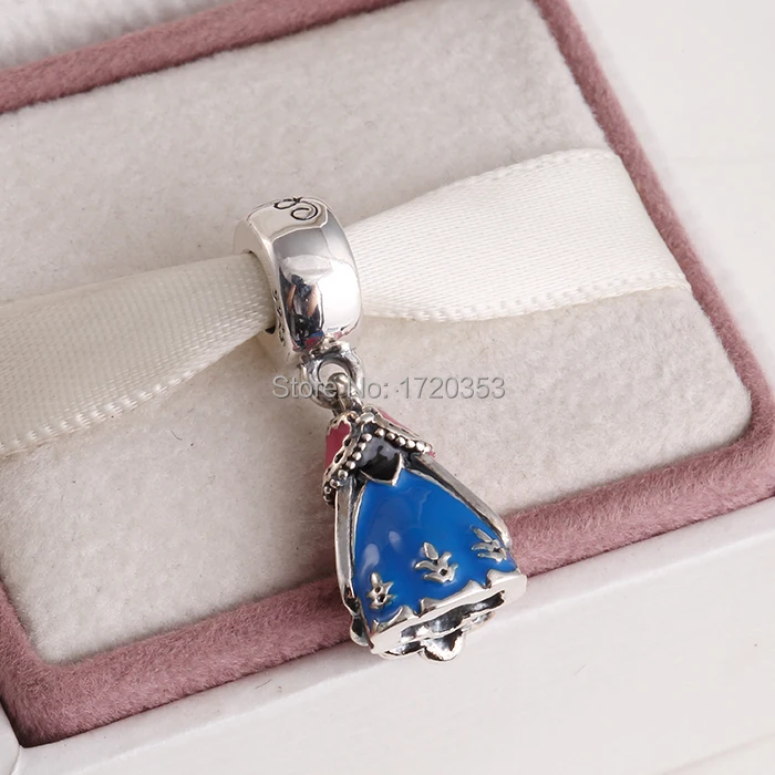 

Spring 2015 new anna dress dangle charms with blue enamel pendants 925 sterling silver jewelry for women diy bracelets SH0626