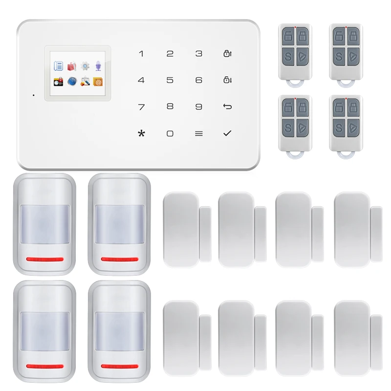 433MHz Home Office Wireless GSM Voice Home Security Burglar Android IOS Alarm System+ Door Sensor PIR Motion Detector