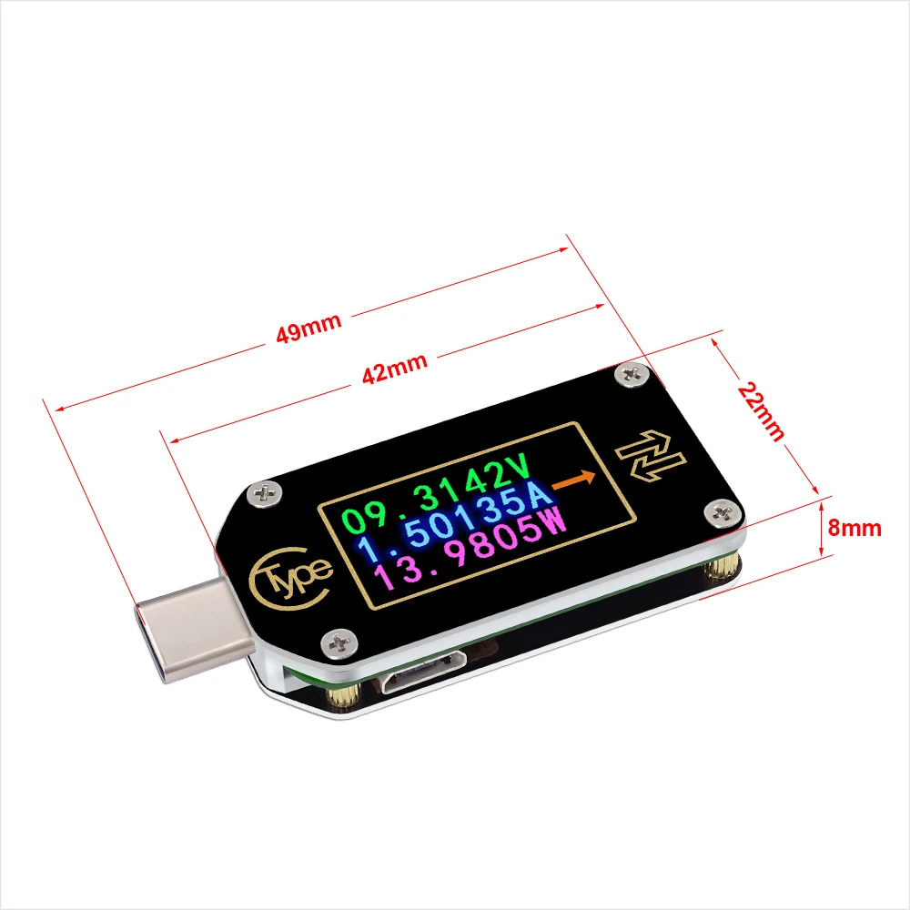 HD Тип-C Цвет Дисплей PD триггер USB Вольтметр Амперметр Напряжение 2-полосная измеряемый ток метр Цифровой мультиметр USB Тестер