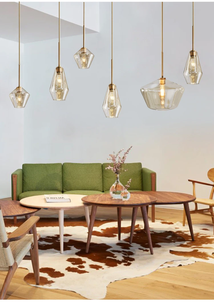 LukLoy Post Modern Pendant Light Stainless Steel Diamond Shape Kitchen Hanging Lamp Loft Hanglamp Living Room Pendant Lamp (13)