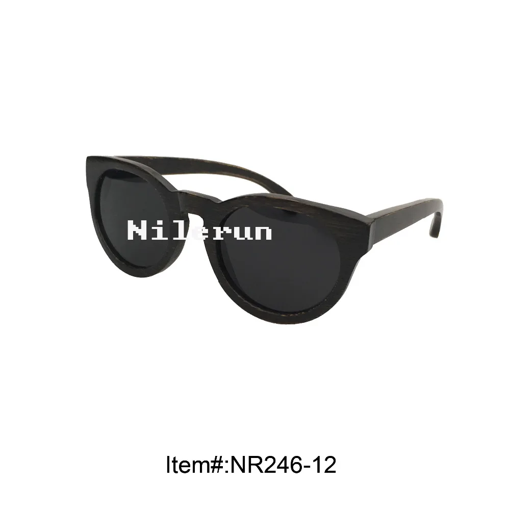 

handmade round antique black bamboo sunglasses