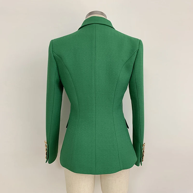 High Quality 2019 Designer Office Lady Blazer Women's Double Breasted Lion Buttons Slim Jackets And Blazers Feminino Outerwear