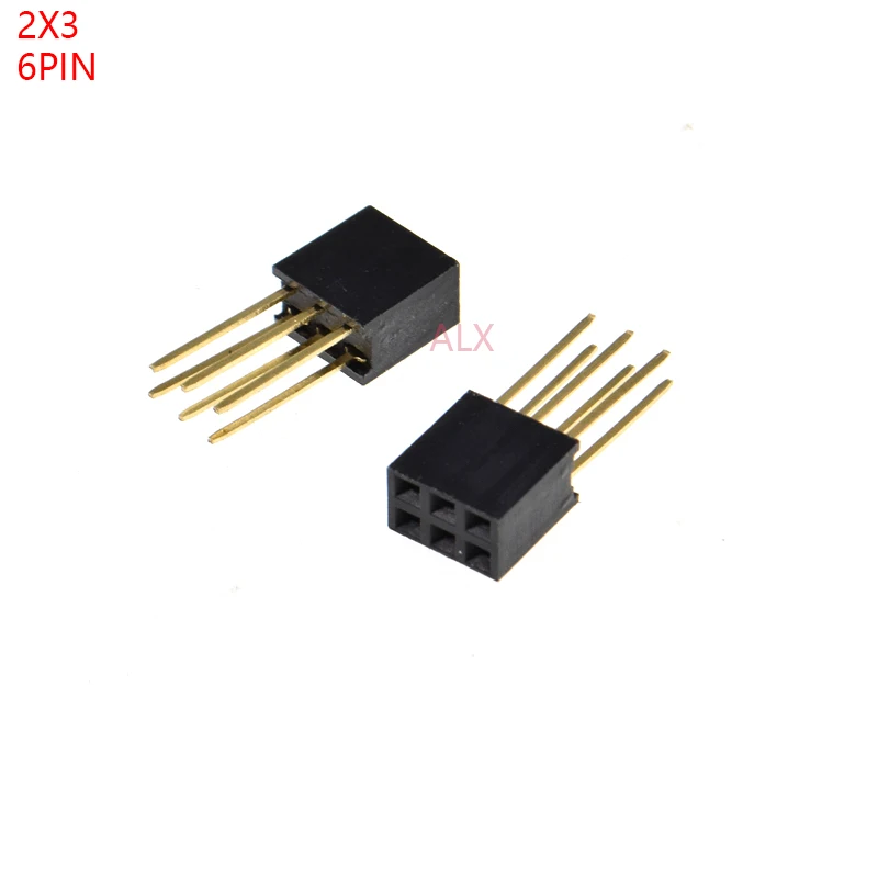 

20PCS 6 PIN double Row Straight FEMALE PIN HEADER 2.54MM PITCH pin long 11MM Strip Connector Socket 2X3 6PIN 2*3 FOR arduino PCB