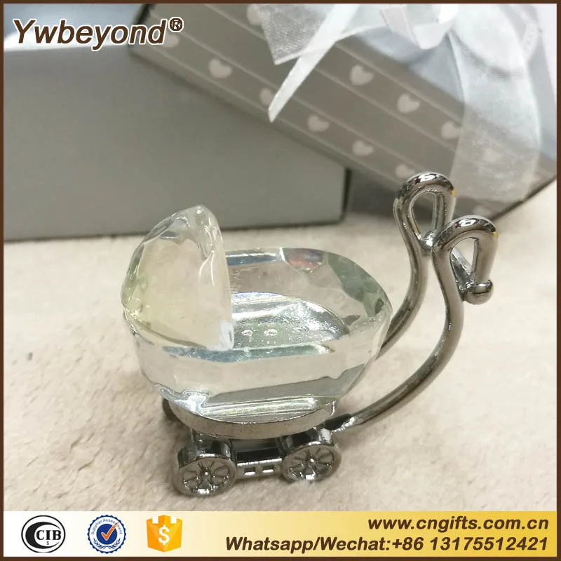 

12pcs/LOT Ywbeyond Crystal Baby Carriage for Baby Shower souvenirs Guest Baptism Favors Christening Gifts
