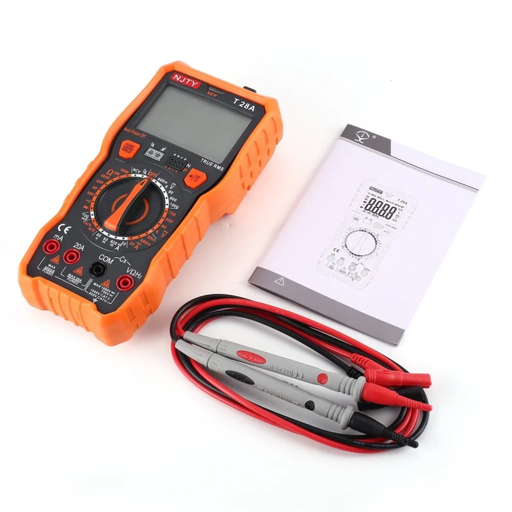 

T28A Digital Multimeter DC/AC Voltage Current Meter Mini Ammeter Ohm Diode NCV Tester True RMS 6000 Counts Multitester