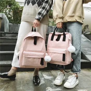 

Schoolbag girls' college wind harajuku canvas high school students light teenage sen department ins super fire color backpacks