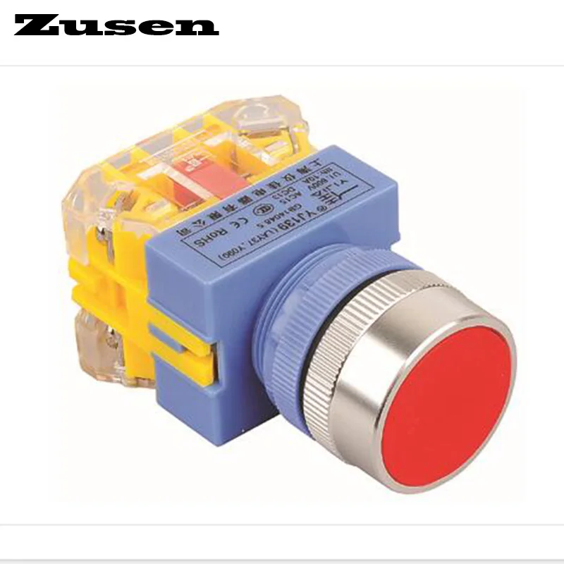 

Zusen 22mm plastic push button switch on/off latching 1NO1NC