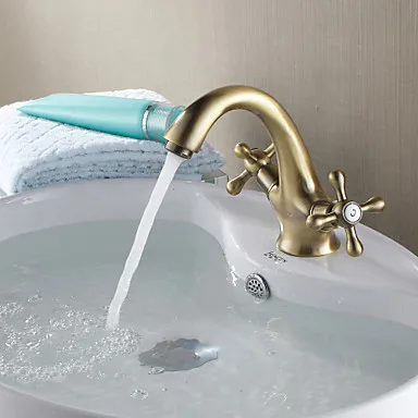 

Antique Copper Double Handles Water Bathroom Basin Faucet Tap, GrifosTorneira Para De Banheiro Monocomando