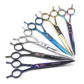 

7" Two-tailed color plating Curved Hairdressing Scissors Hair Cutting Scissors Barber Shears High Quality Salon multiple colour