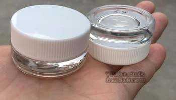 

White Clear transparent glass cream bottle jars with white cap, 5g Cosmetic Empty Jar Pot glass sample container for nail oil