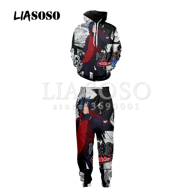 Толстовка с капюшоном и штаны LIASOSO толстовки 3D принтом Наруто Какаши Учиха Мадара