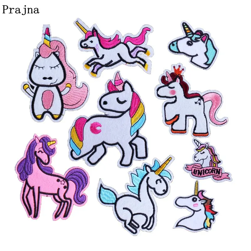 

Prajna Unicorn patch Embroidery Rainbow Horse Iron-On Patches Unicorn Bag DIY Sew On Applique For Kids Clothes Dress Accessories