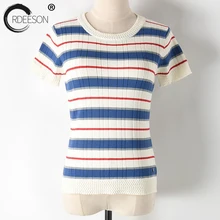 ORDEESON рубашка в полоску эластичные женские летние топы кроп Топ Забавные футболки трендовые продукты корейская мода Забавные топы
