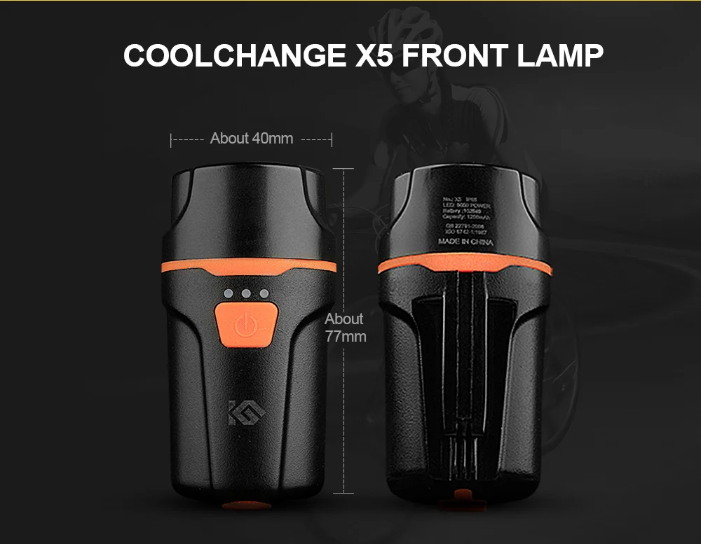 Perfect CoolChange Waterproof Bike Light USB Rechargeable Cycling Light T6 LED Warning Flashlight Battery 1200mAh 6 Modes Bicycle Light 1