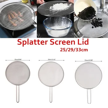 

1X stainless steel cover lid oil proofing frying pan splatter screen spill proof