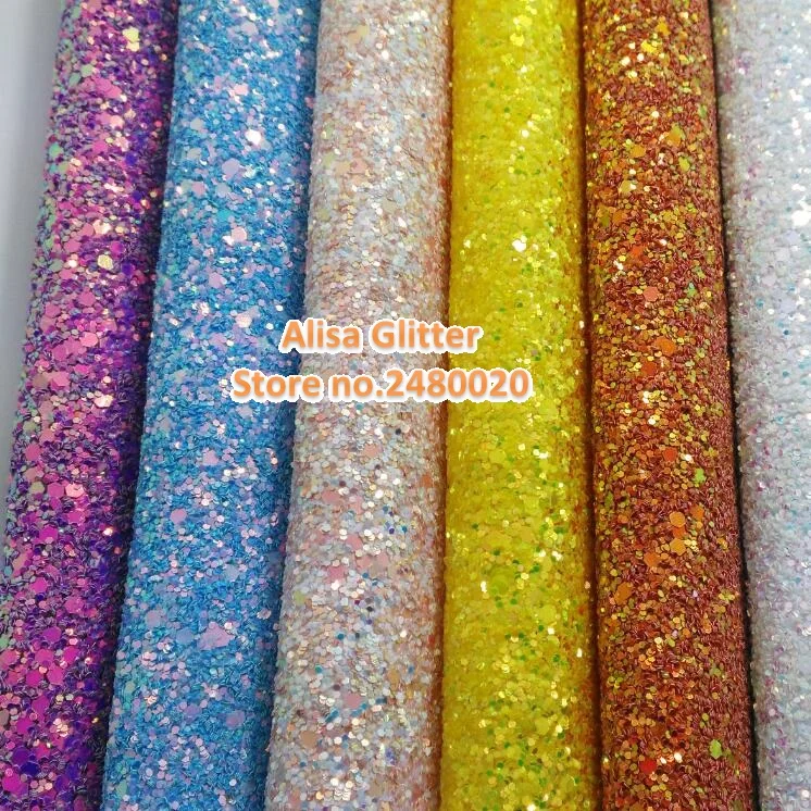 1PC 21x29cm Mixed color Chunky Glitter Fabric Glitter Leather for DIY