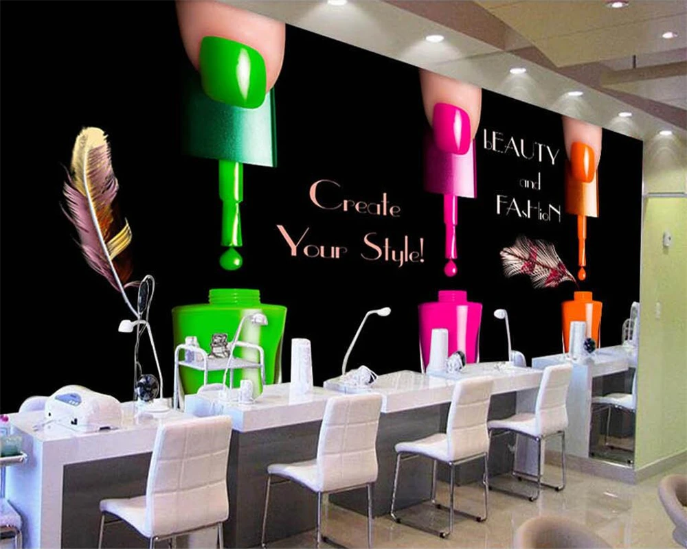 

Beibehang Custom wallpaper European and American high-definition nail polish nail shop background wall paintings 3d wallpaper