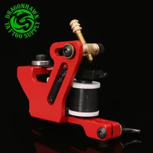 Professional Handmade Tattoo Machine For Liner And Shader Red Color 10 Wrap Coil Tattoo Gun Supplies Free Shipping