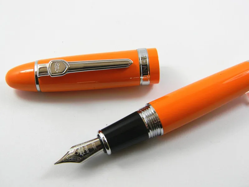 

jinhao orange pen Silver accessories screw design M nib pen