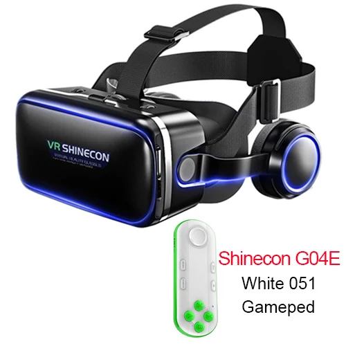 VR Shinecon 6,0 G04E VR очки Google Cardboard 3D очки виртуальной реальности Гарнитура головное крепление для 4,7-6,2 дюймового смартфона - Цвет: 051 white gamepad