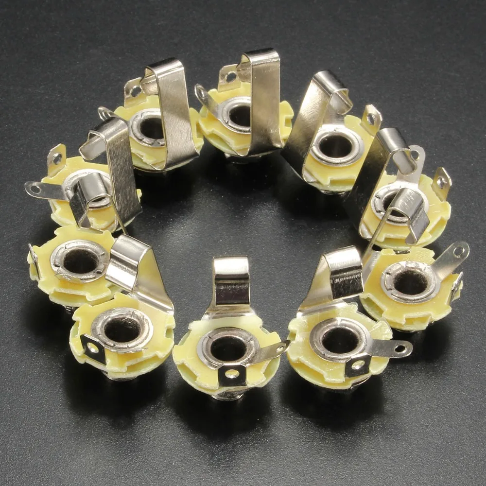 10PCS/lot 1/4'' 6.35mm Mono Input Jack Socket Electric Guitar Bass