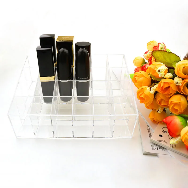 Cosmetic Drawer Makeup Organizer  Plastic Transparent Storage Box Container 24 Grids Desktop Sundry Storage Case organizador