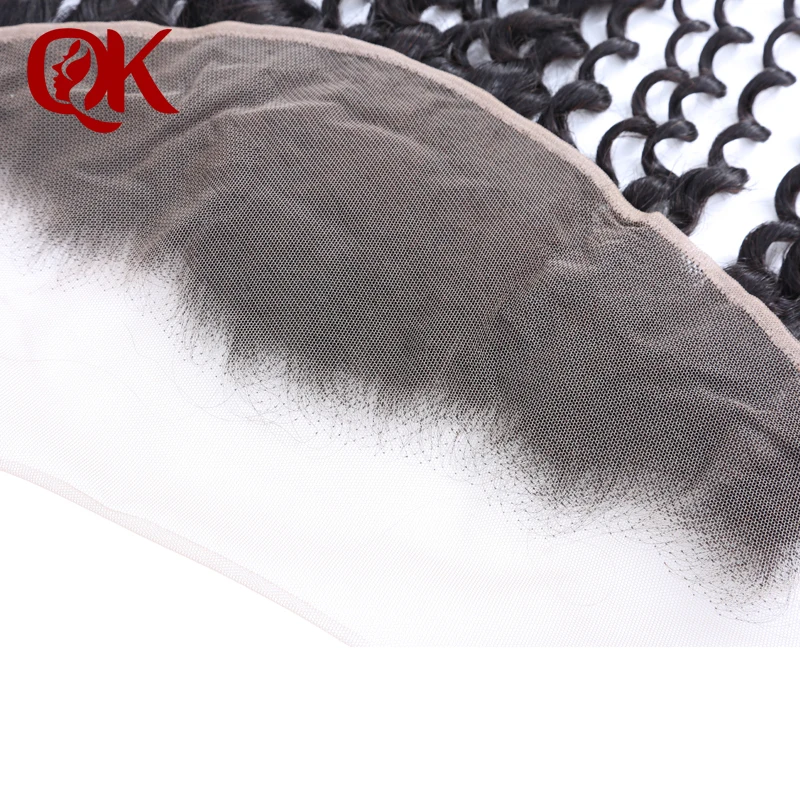 QueenKing Hair Pre Plucked 13x4 Lace Frontal With Baby Hair Peruvian Remy Human Hair Deep Wave Natural Black Lace Front Closure