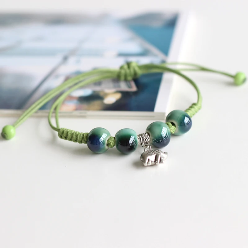 

Shangquan 2019 New Design Elephant pendant Handmade Ceramic Beads Charm Women Gifts Fashion Bracelet YLC86