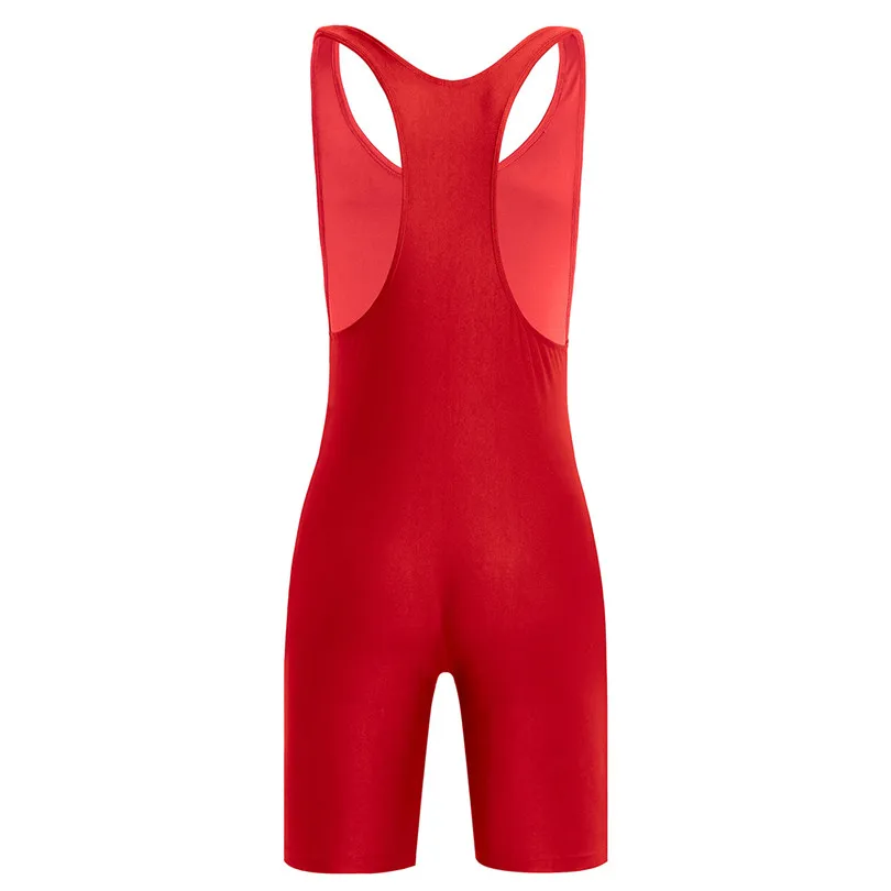Mens One-piece Catsuit Bodysuit Sleeveless Modified Wrestling Singlet Boxer Shorts Tight Underwear Stretchy Gymnastics Body Suit