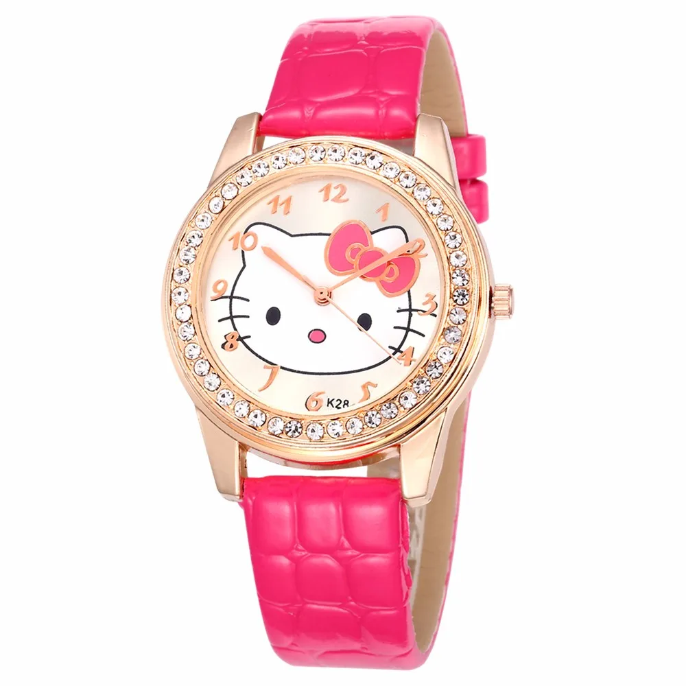 Кварцевые часы со стразами для женщин, роскошные детские часы для девушек, розовый кожаный ремешок, сетчатый ремешок, милые наручные часы с кристаллами, часы Ceasuri