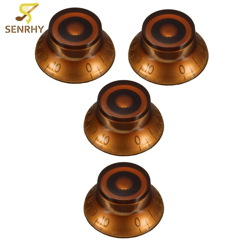 Hot Sale 4Pcs Guitar Volume Knobs 6mm Mini Amber Plastic Electric
