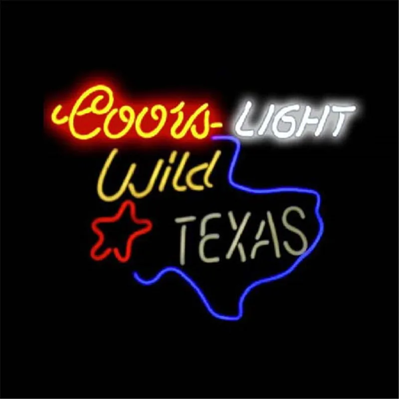 17*1" COORS LIGHT WILD в Техасе открытый неон вывеска остекленная Пивной бар PUB Бильярд магазине дисплей Ресторан знаки