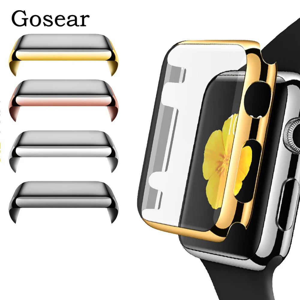 Gosear защитная пленка на весь экран бампер чехол для Apple Watch iWatch i Wach iWach Series 1 2 3 38 мм 42