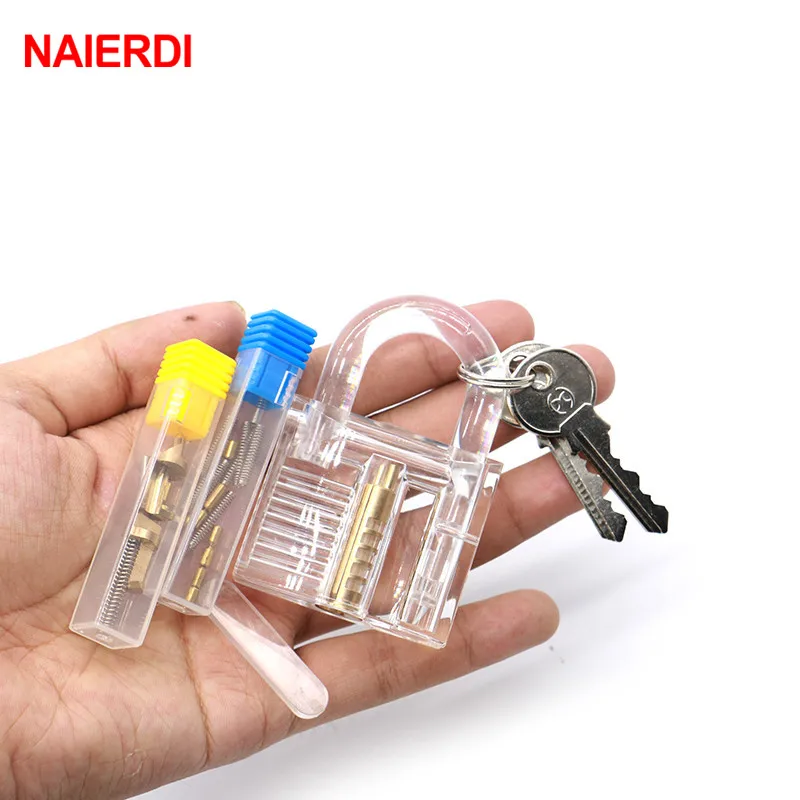 

NAIERDI Removable Transparent Visible Pick Cutaway Practice View Lock Repeaed Assemble Padlock Training Skill Locksmith Hardware